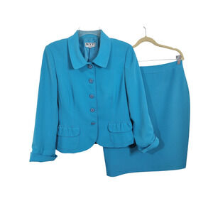3407) NYP Suits Sky Blue 2 Pcs Career Blazer and Skirt Set Size 10